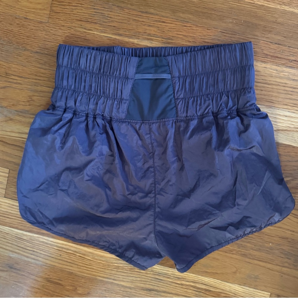FP Movement high waisted shorts, worn once or twice, 2” inseam, blue/ gray color